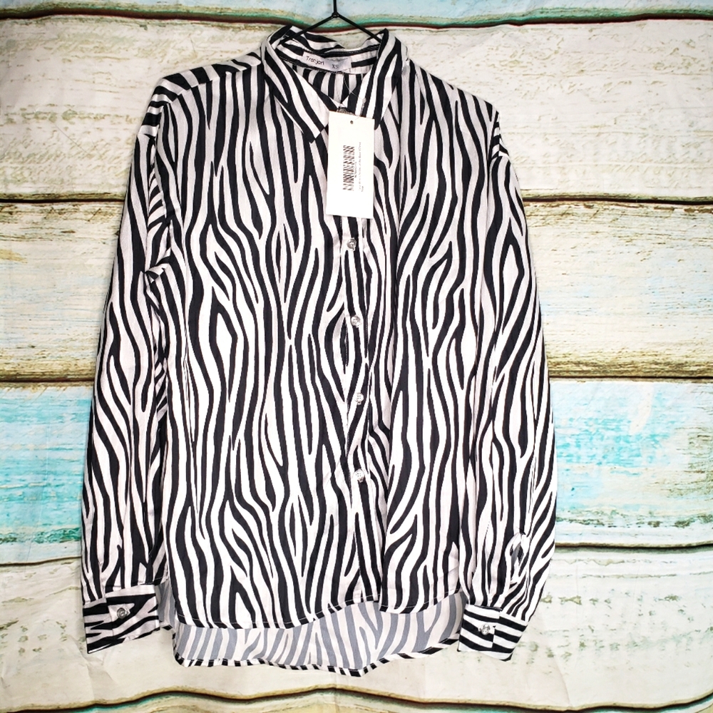 Tronjori Zebra Print Blouse XS NWT